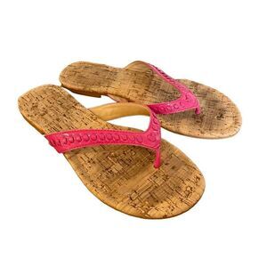 Jack Rogers pink stitch flip flop sandals size 6